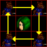 Grid diagram of a circling rogue